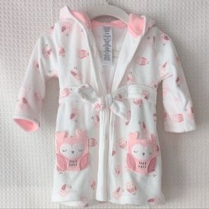 Just One You made by Carter's White/Pink Owl Baby Robe Size 0-9 mo.